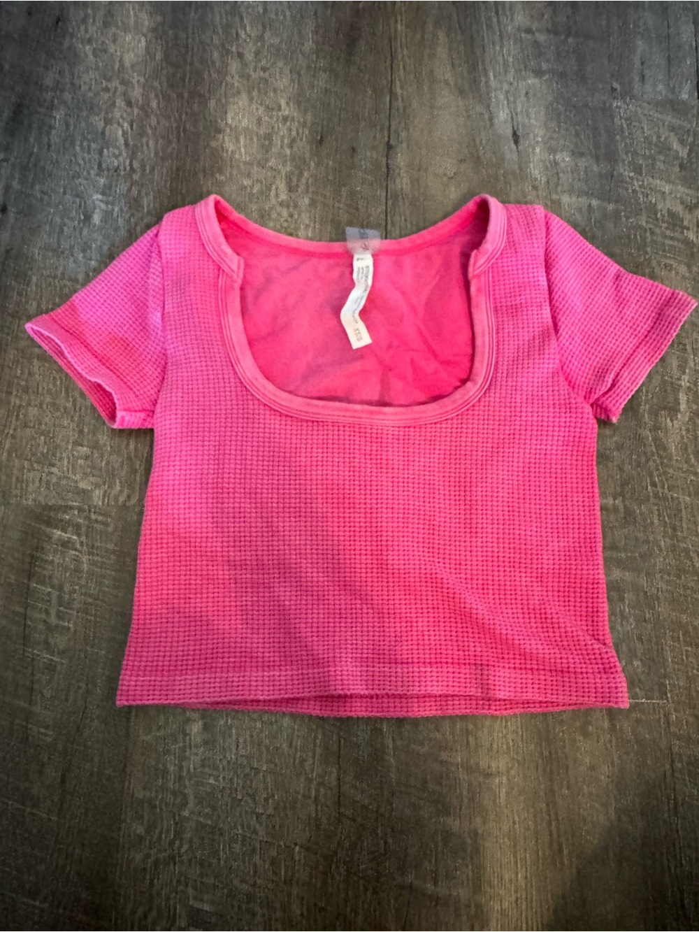 Altar'd State Hot Pink Waffle-Knit Crop Top